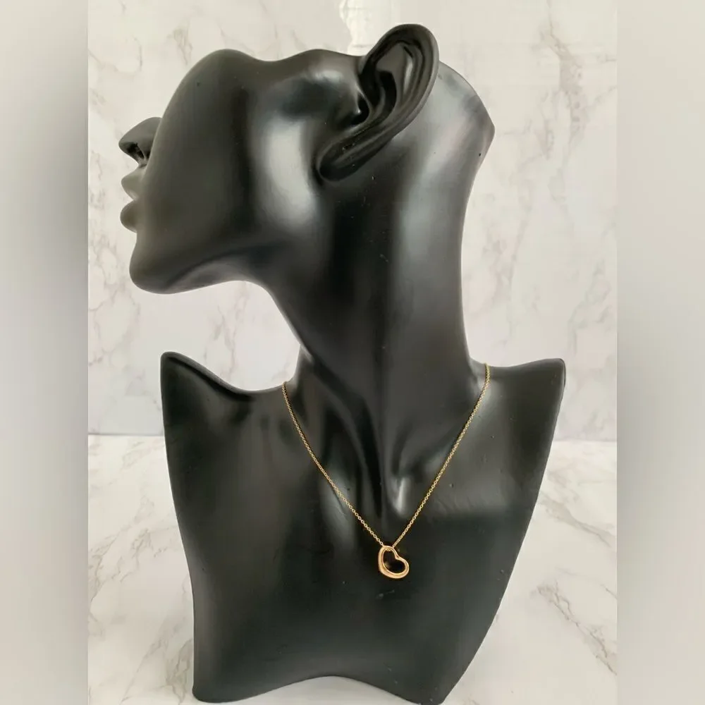 Tiffany and Co. Pendant Necklace Open Heart Peretti 18k Yellow Gold
